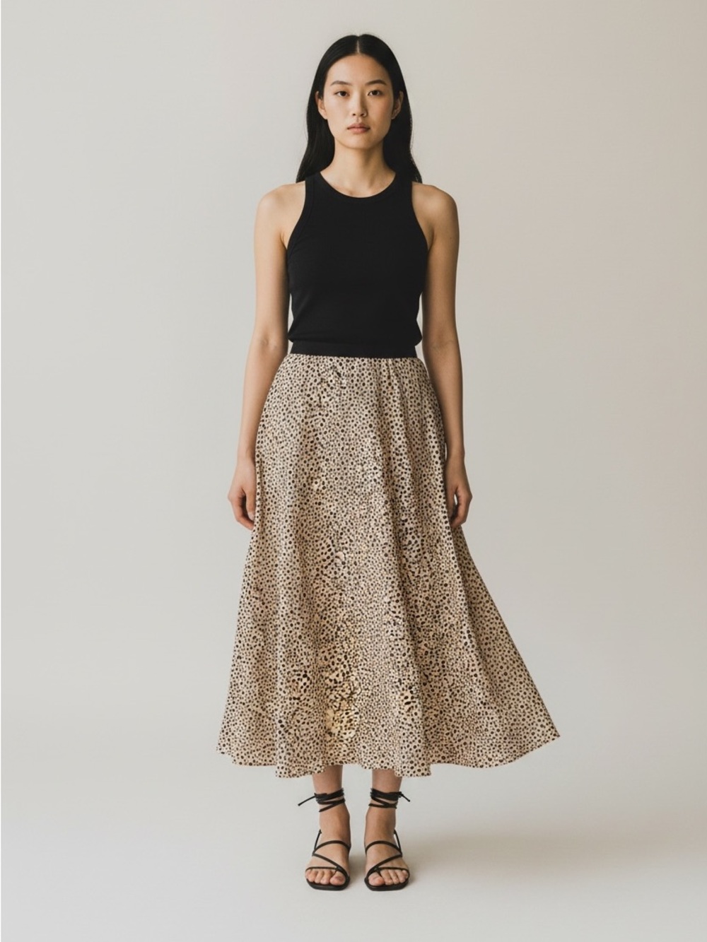 Philosophy Republic Leopard Animal Print Midi Slip Skirt Tan Beige Small NWT